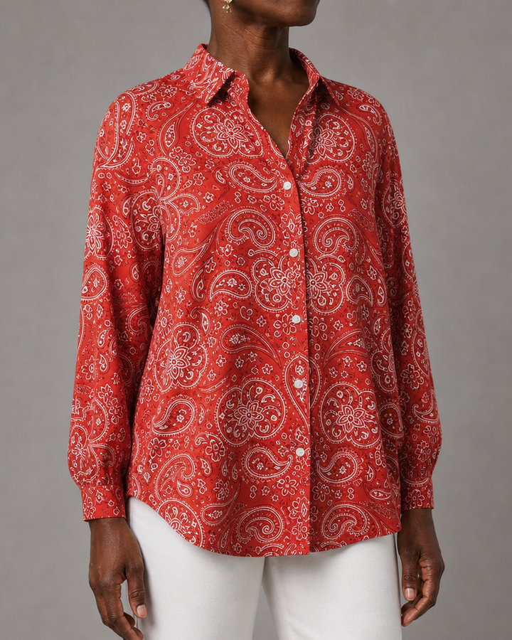 Katarina™ | Paisley Print Button-Up Blouse