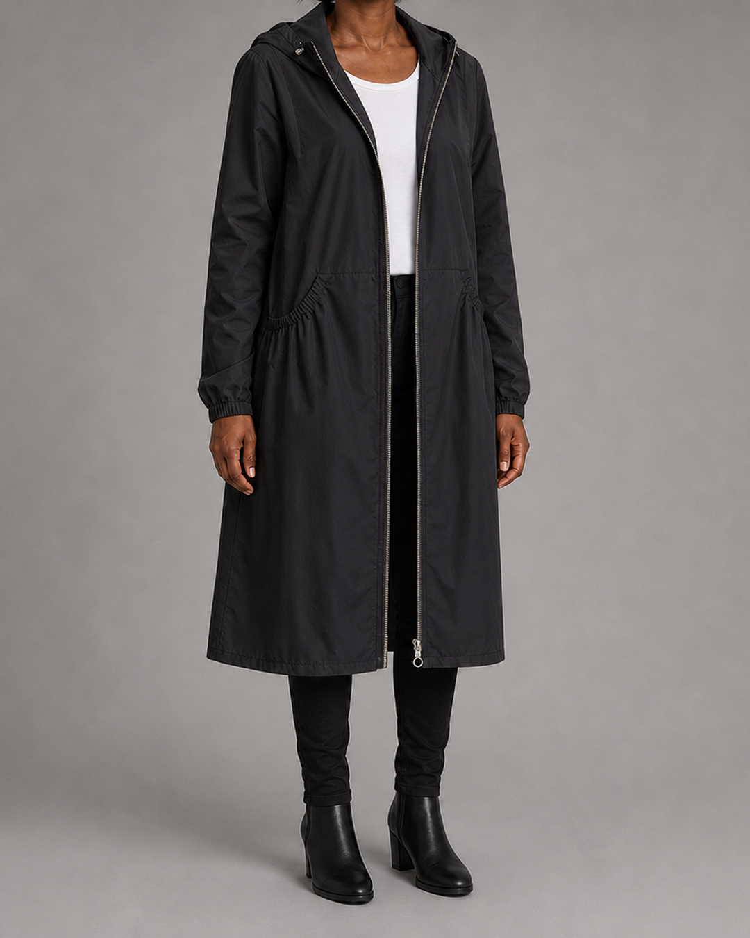 Frances | Hooded Zip-Up Long Trench Coat