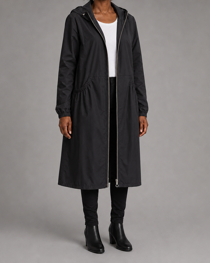 Frances | Hooded Zip-Up Long Trench Coat