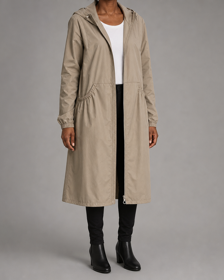 Frances | Hooded Zip-Up Long Trench Coat