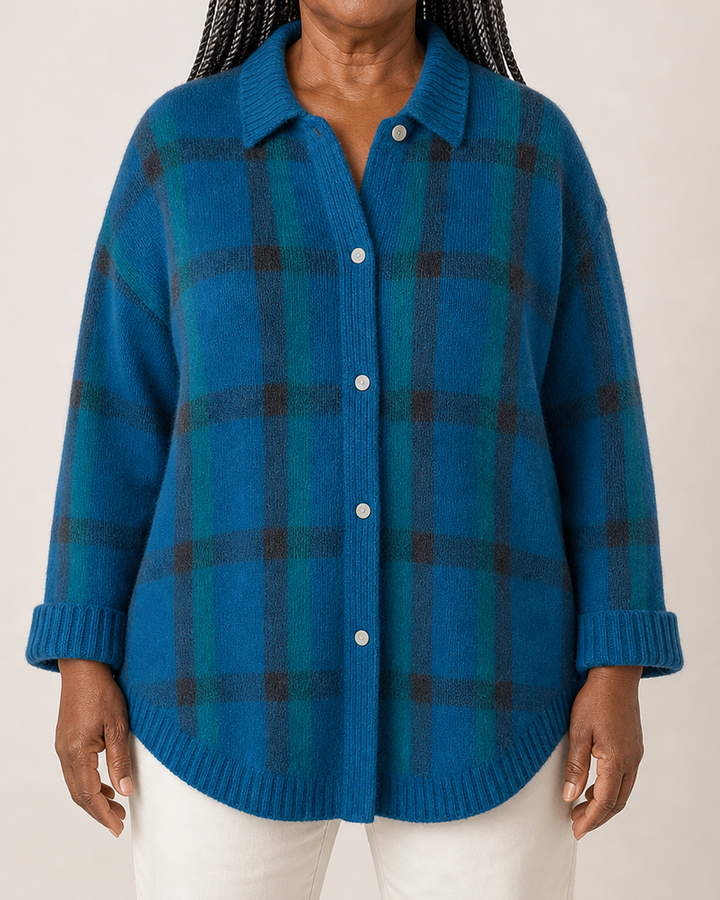 Kelsey | Brushed Knit Plaid Cardigan
