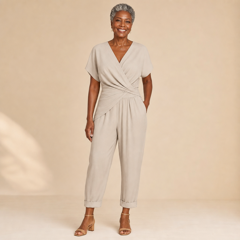 Colleen | Elegant Two-Piece Set - Khaki