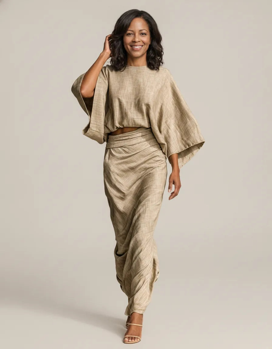 Amelia | Batwing Top & Maxi Skirt Set