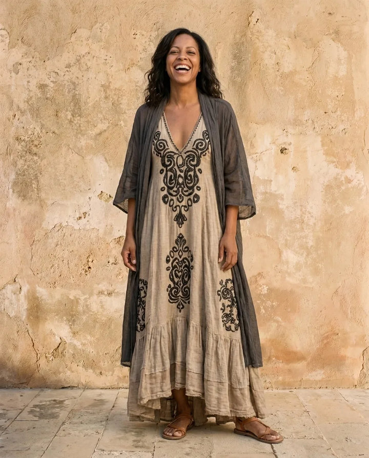 Esme | Patterned Linen-Blend Jumpsuit Set