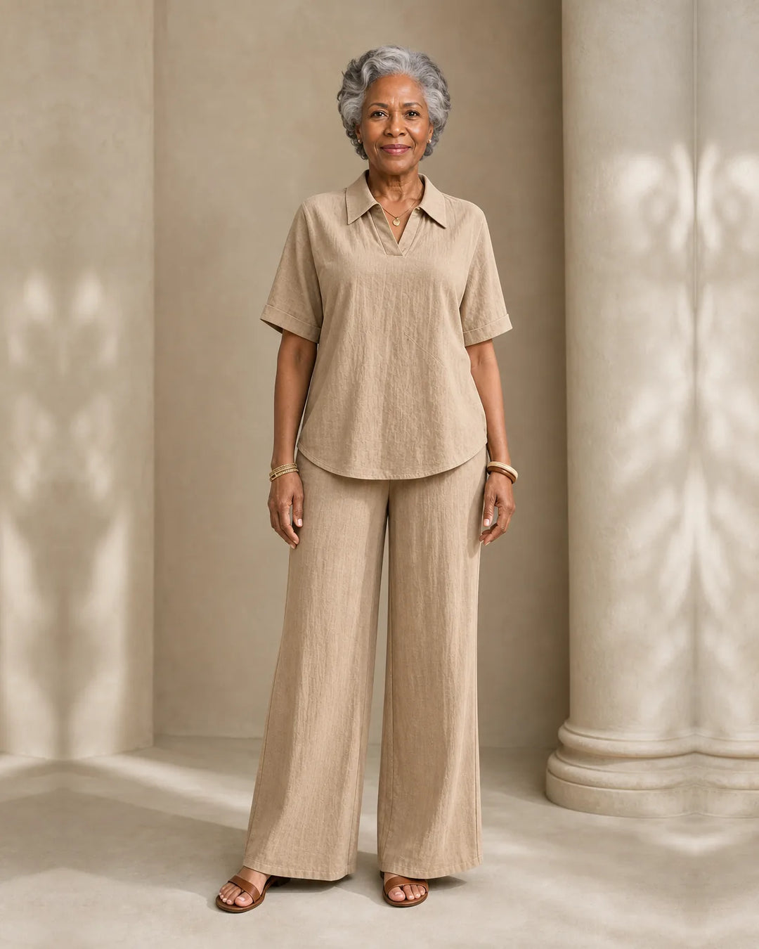 Jamila | Short-Sleeve Shirt & Wide-Leg Trouser Set