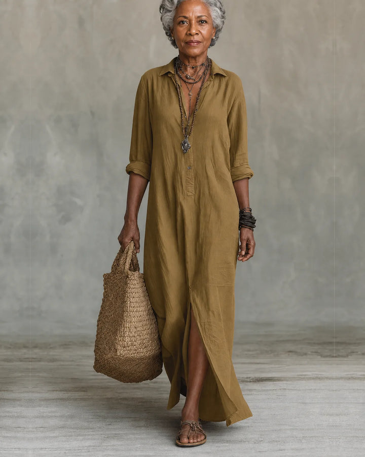 Rhea | Button-Front Shirt Maxi Dress