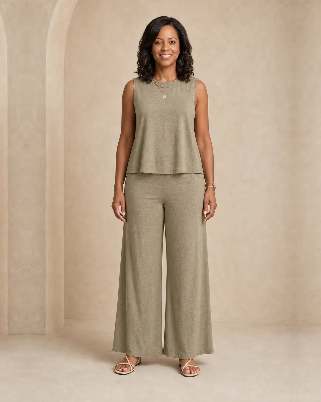 Cierra | Sleeveless Top & Wide-Leg Trouser Set
