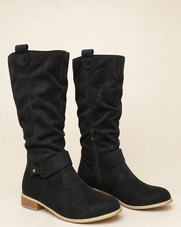 Adele | Low-Heel Side-Zip Suede Tall Boot