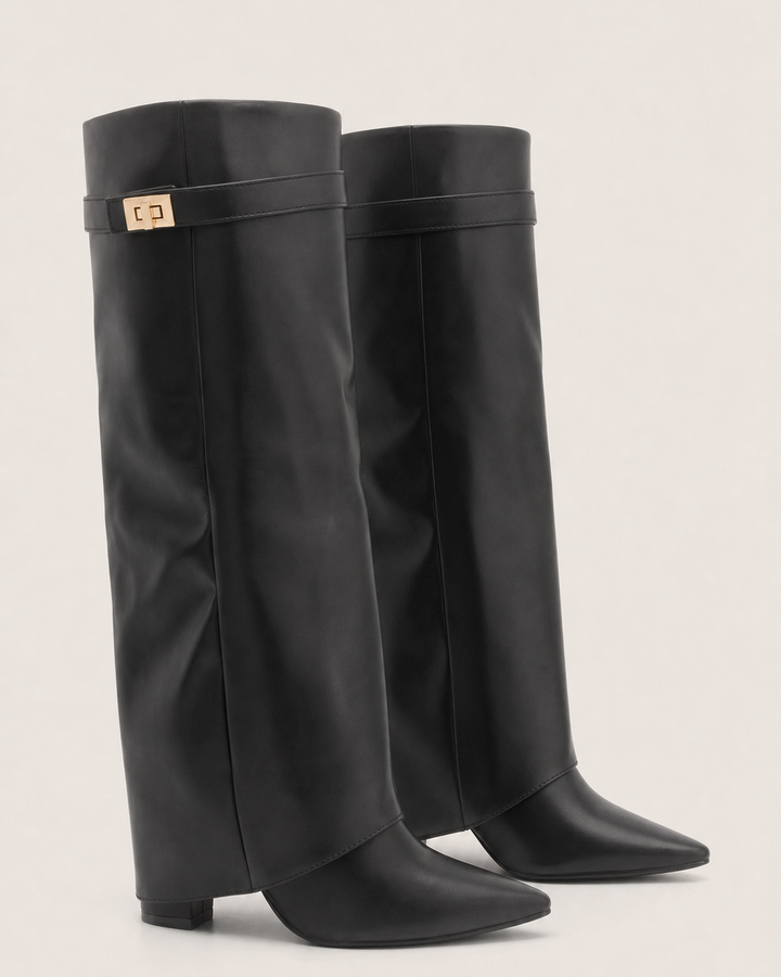 Vivian | Pointed-toe Wide-shaft Buckle Long Boot