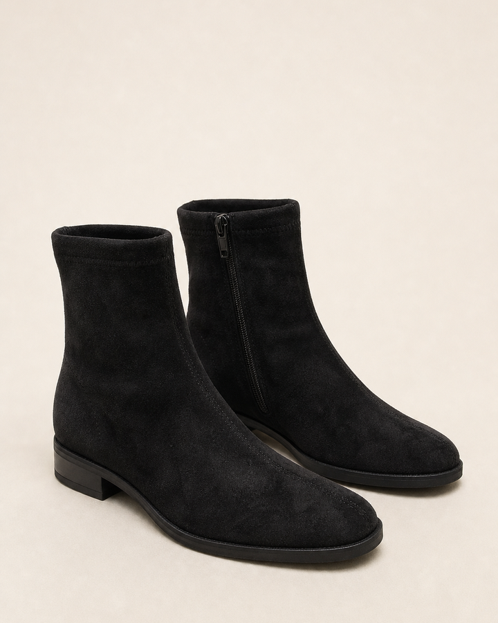 Wren | Suede Square-Toe Slim Ankle Boot
