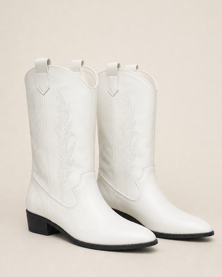 Roslyn | Embroidered Pointed-toe Western Knee Boot