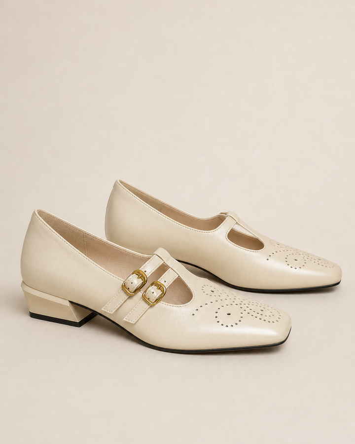 Lillie | Brogued Dual-Strap Mary Jane Pumps