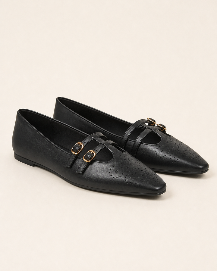 Louvenia | Brogued Double-Strap Mary Jane Flats