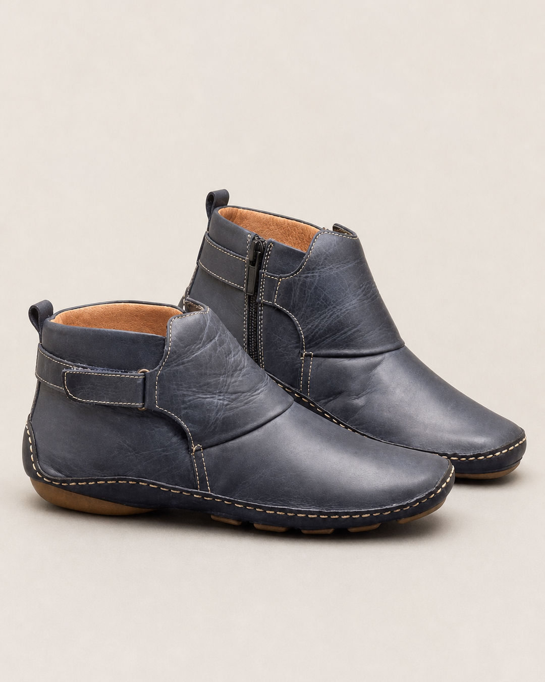 Tess | Hook-and-Loop Low-Heel Ankle Boot
