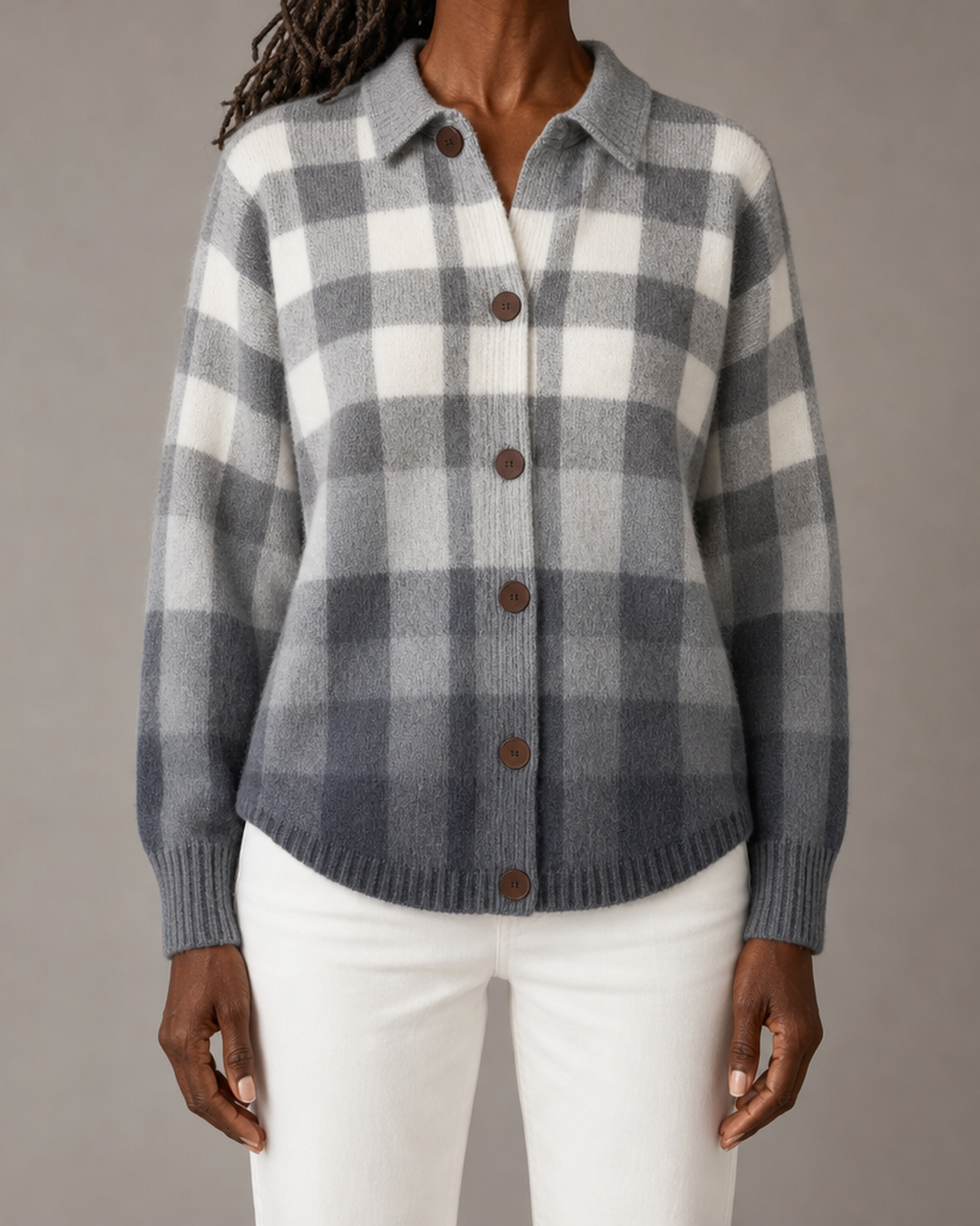 Marguerite | Ombre Plaid Button Cardigan