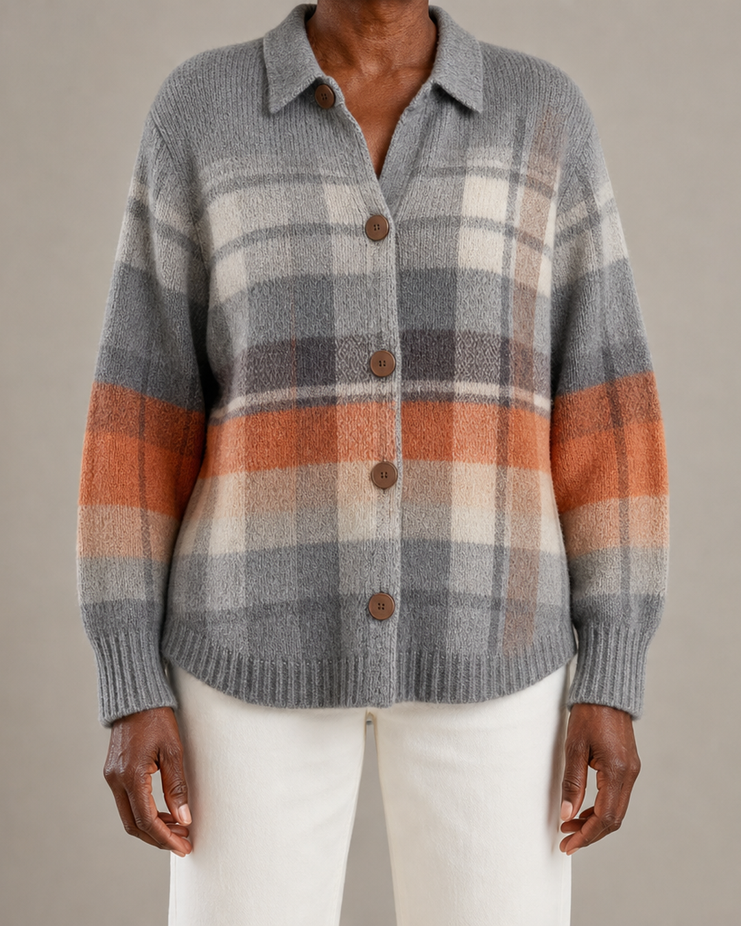 Laverne | Warm Ombre Plaid Cardigan