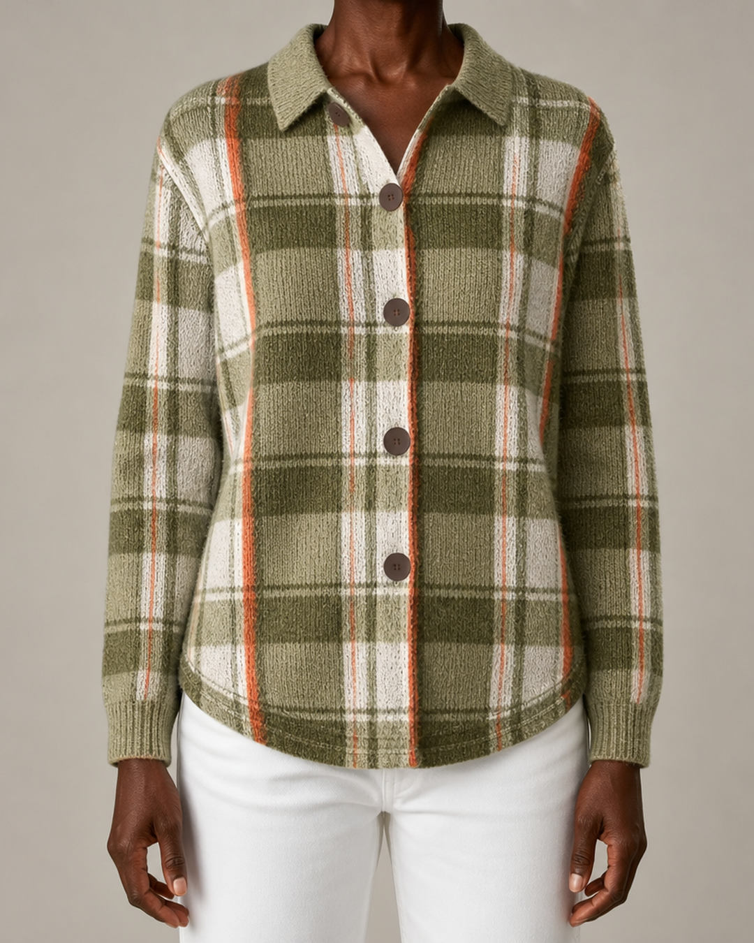 Shelby | Olive Plaid Button Cardigan