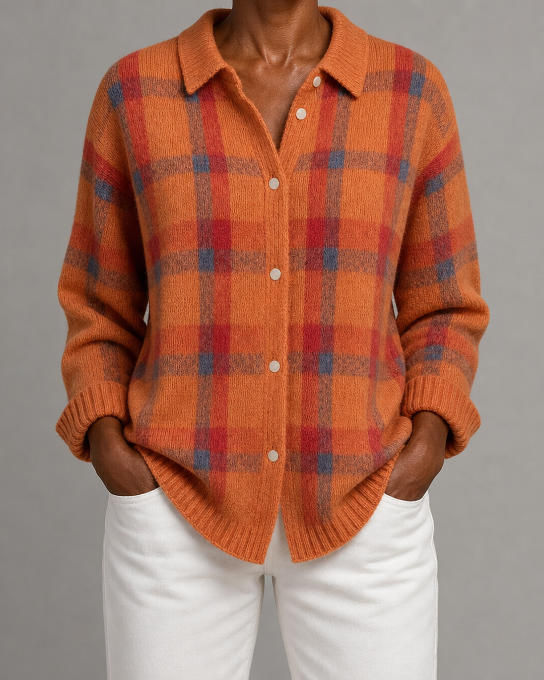 Nadia | Plaid Button-up Cardigan
