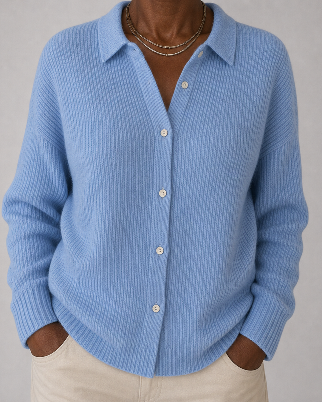 Junia | Ribbed Collared Knit Cardigan