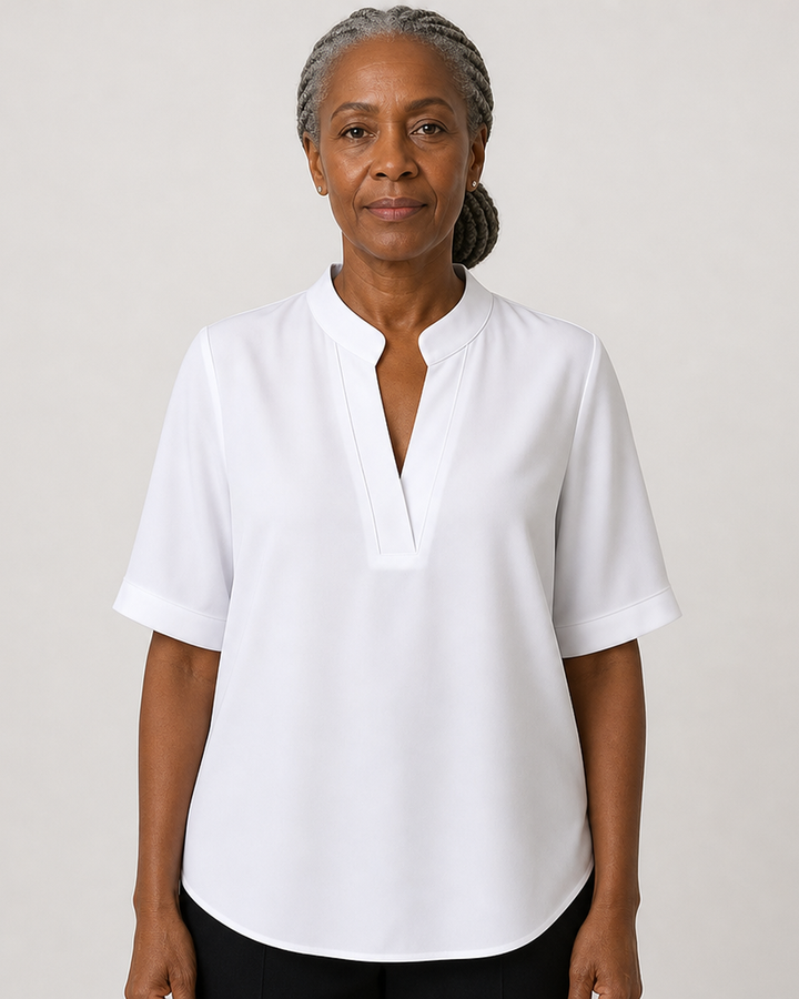 Margaux | Chic V-Neck Blouse with Gold Detail