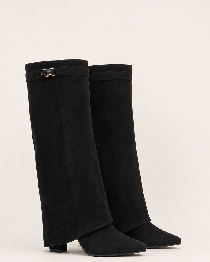 Vivian | Pointed-toe Wide-shaft Buckle Long Boot