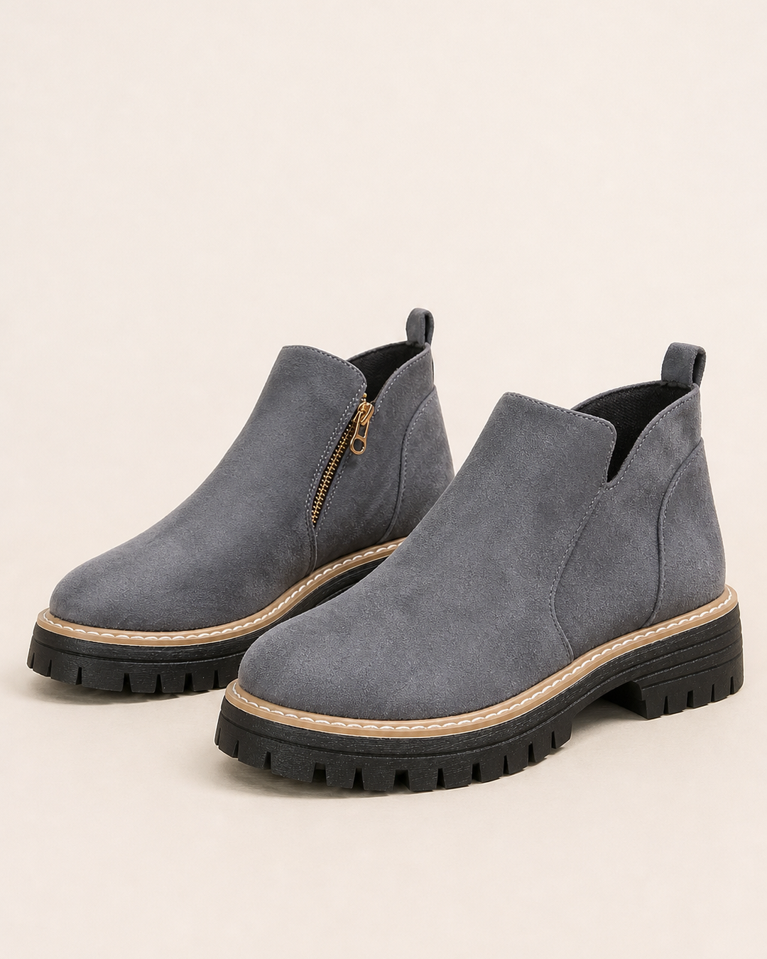 Delia | Round-Toe Side-Zip Chunky Ankle Boot