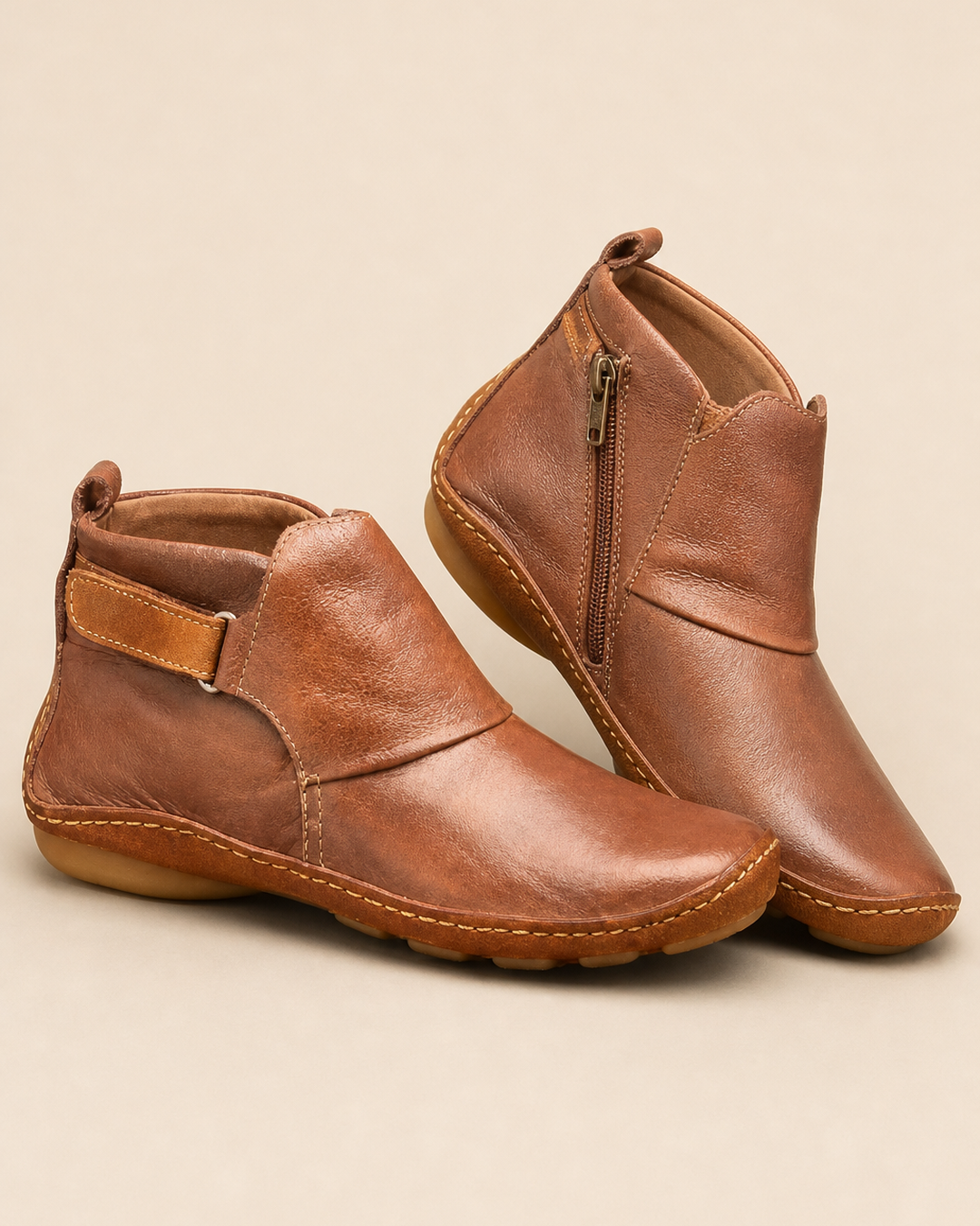 Tess | Hook-and-Loop Low-Heel Ankle Boot