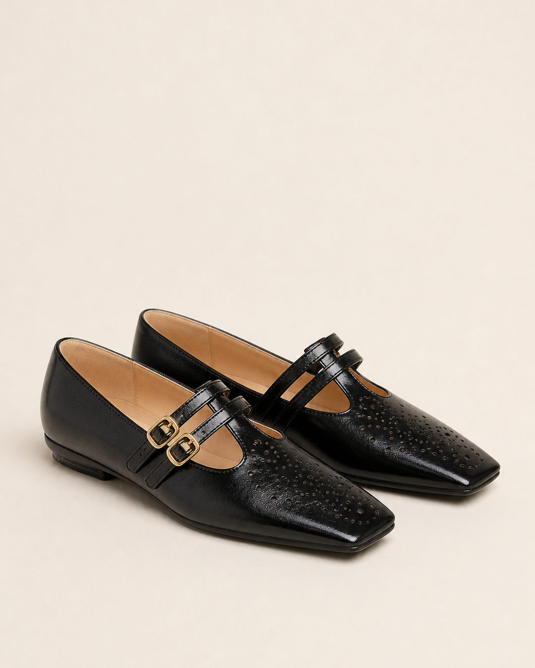 Lillie | Brogued Dual-Strap Mary Jane Pumps