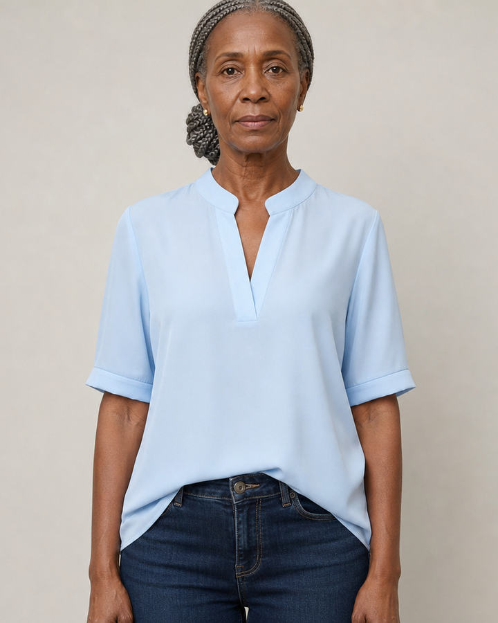 Margaux | Chic V-Neck Blouse with Gold Detail
