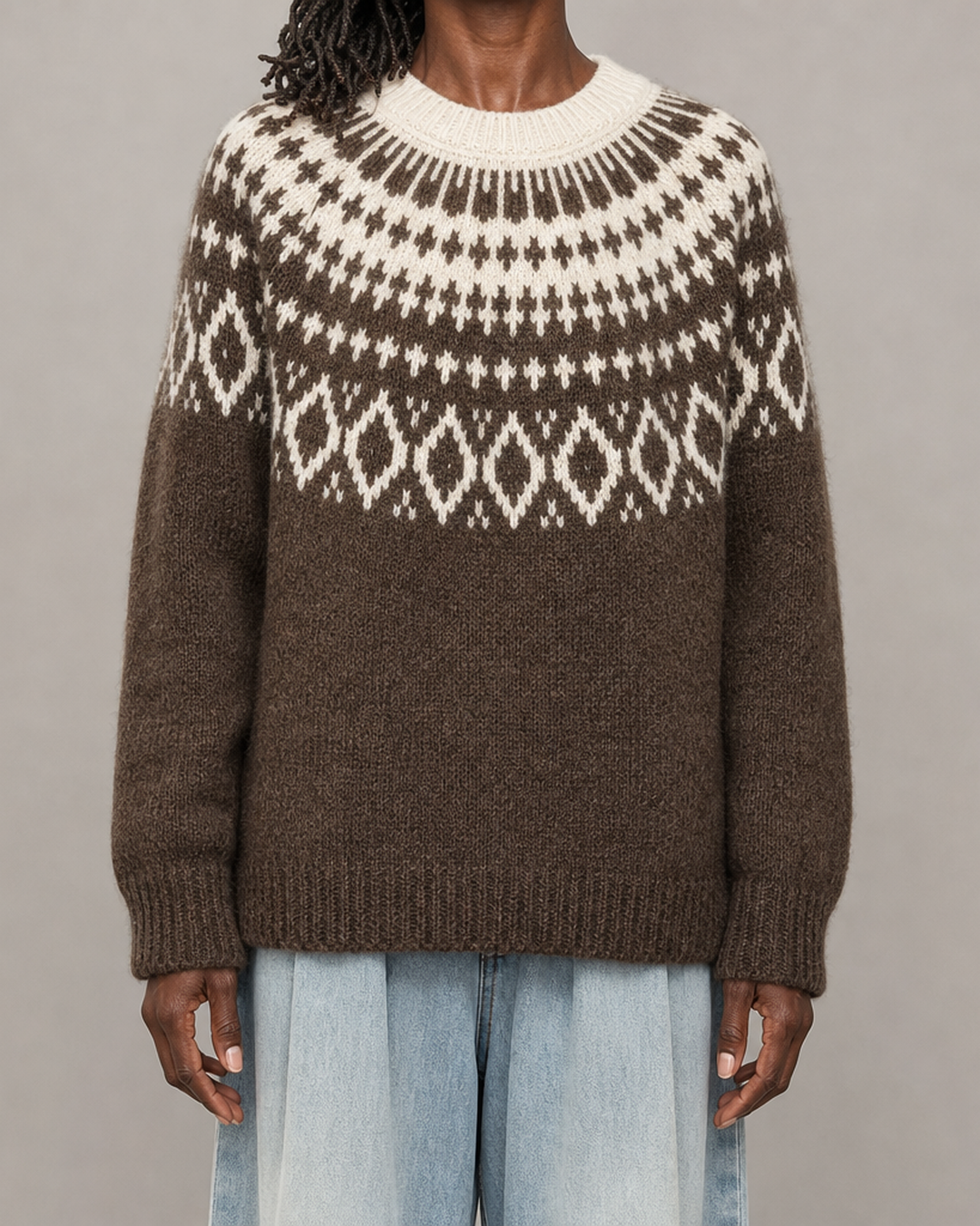 Josephine | Coffee Vintage Fair Isle Pullover