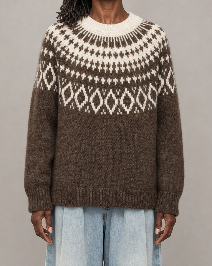 Josephine | Coffee Vintage Fair Isle Pullover