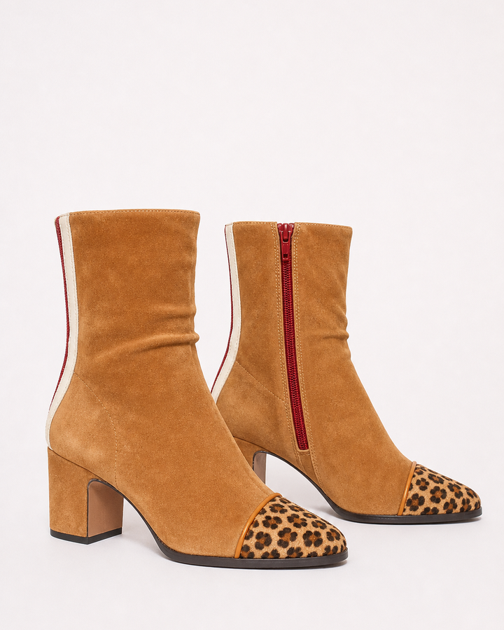 Marlow | Suede Block-Heel Square-Toe Ankle Boot