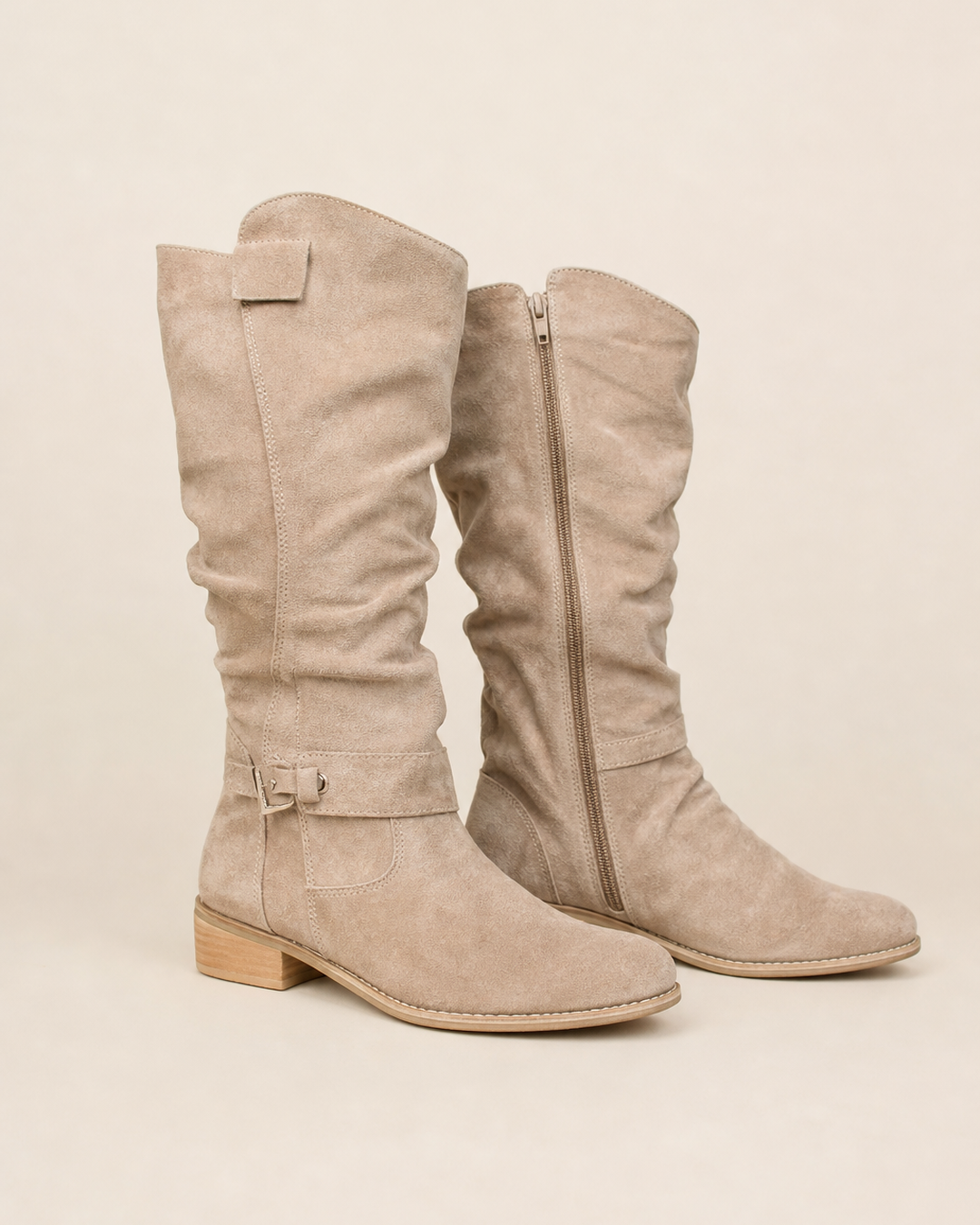 Adele | Low-Heel Side-Zip Suede Tall Boot