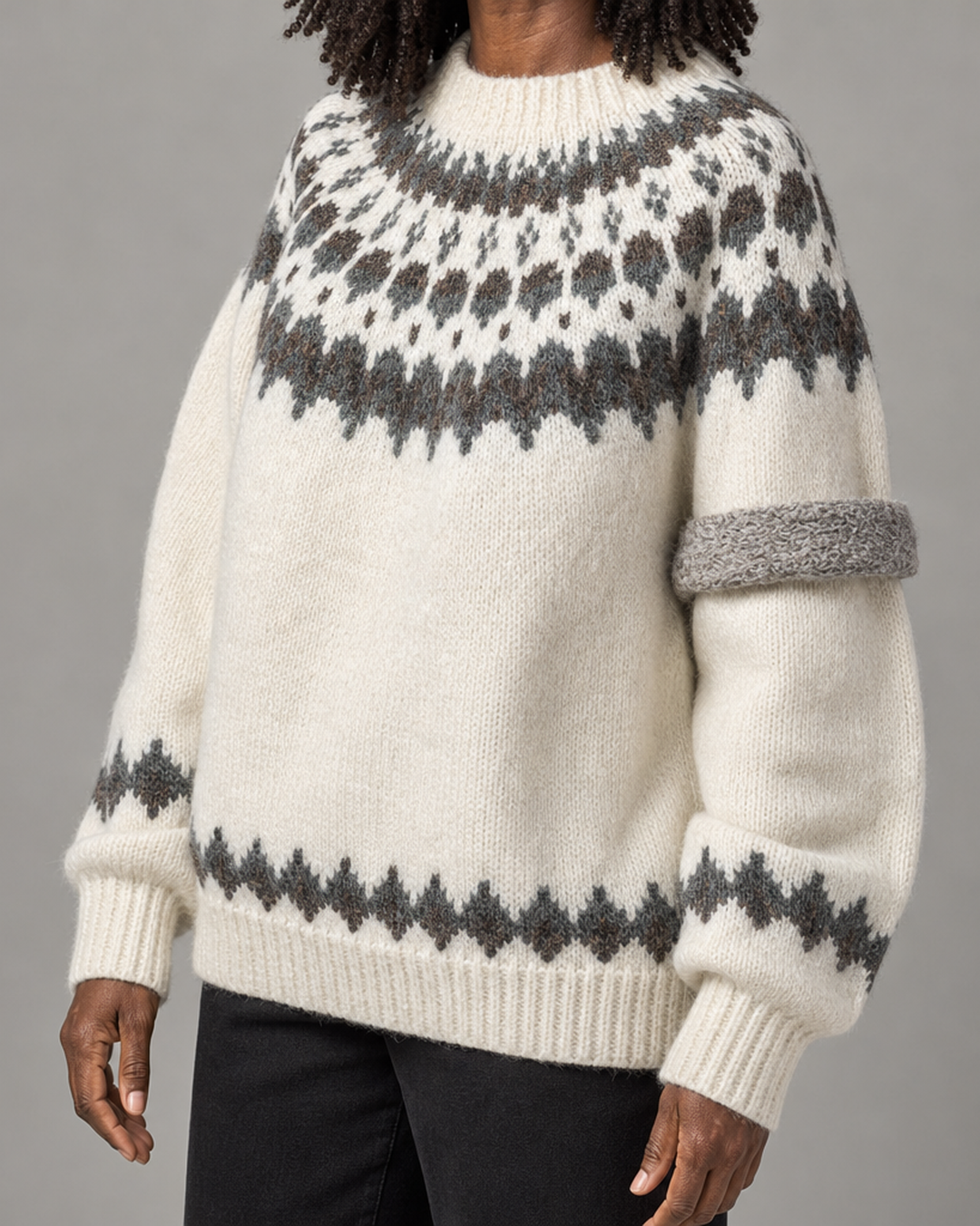 Ursula | Off-white Chunky Alpaca-blend Fair Isle Sweater