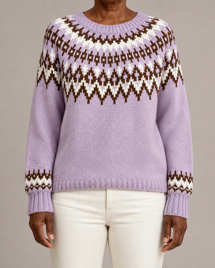 Bernice | Purple Fair Isle Yoke Knit Sweater