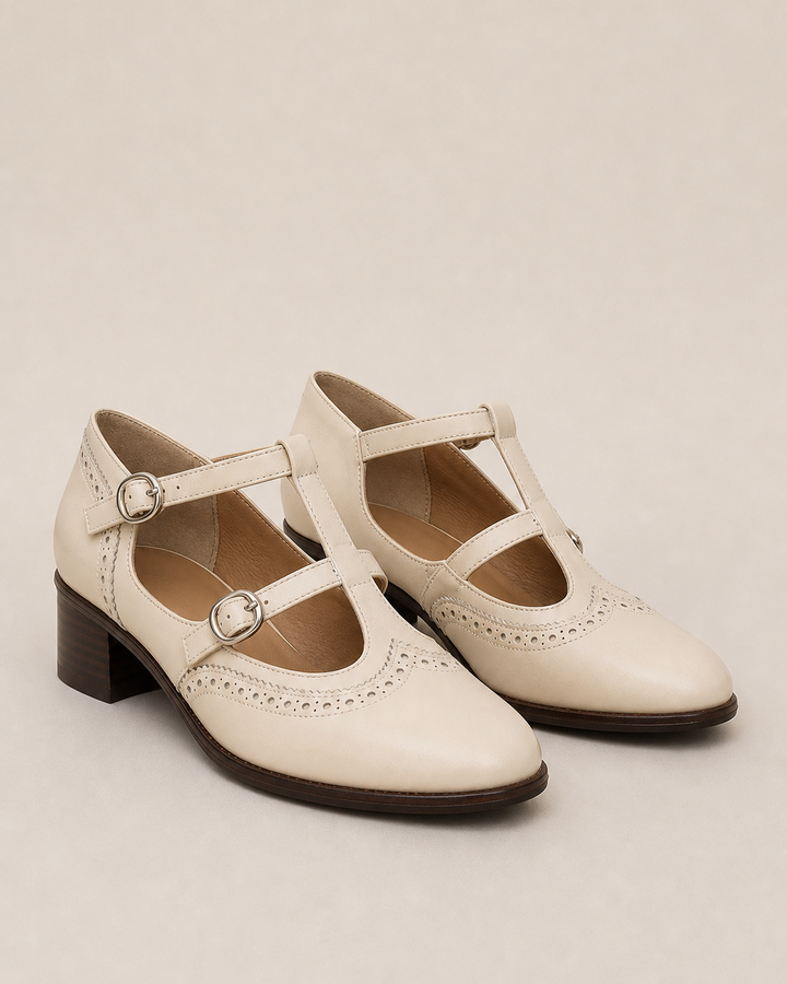 Leanne | Leather Brogue Mary Janes