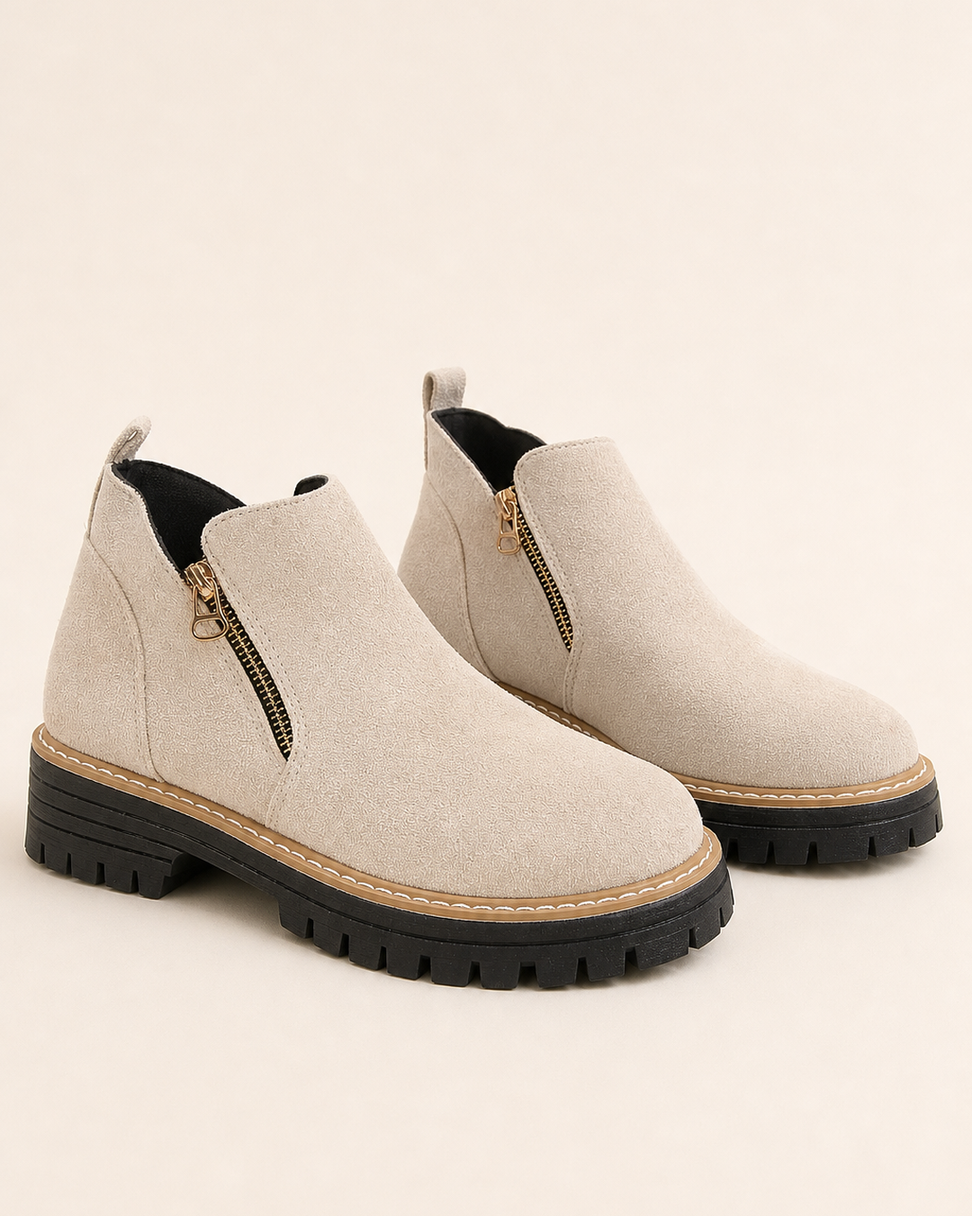 Delia | Round-Toe Side-Zip Chunky Ankle Boot