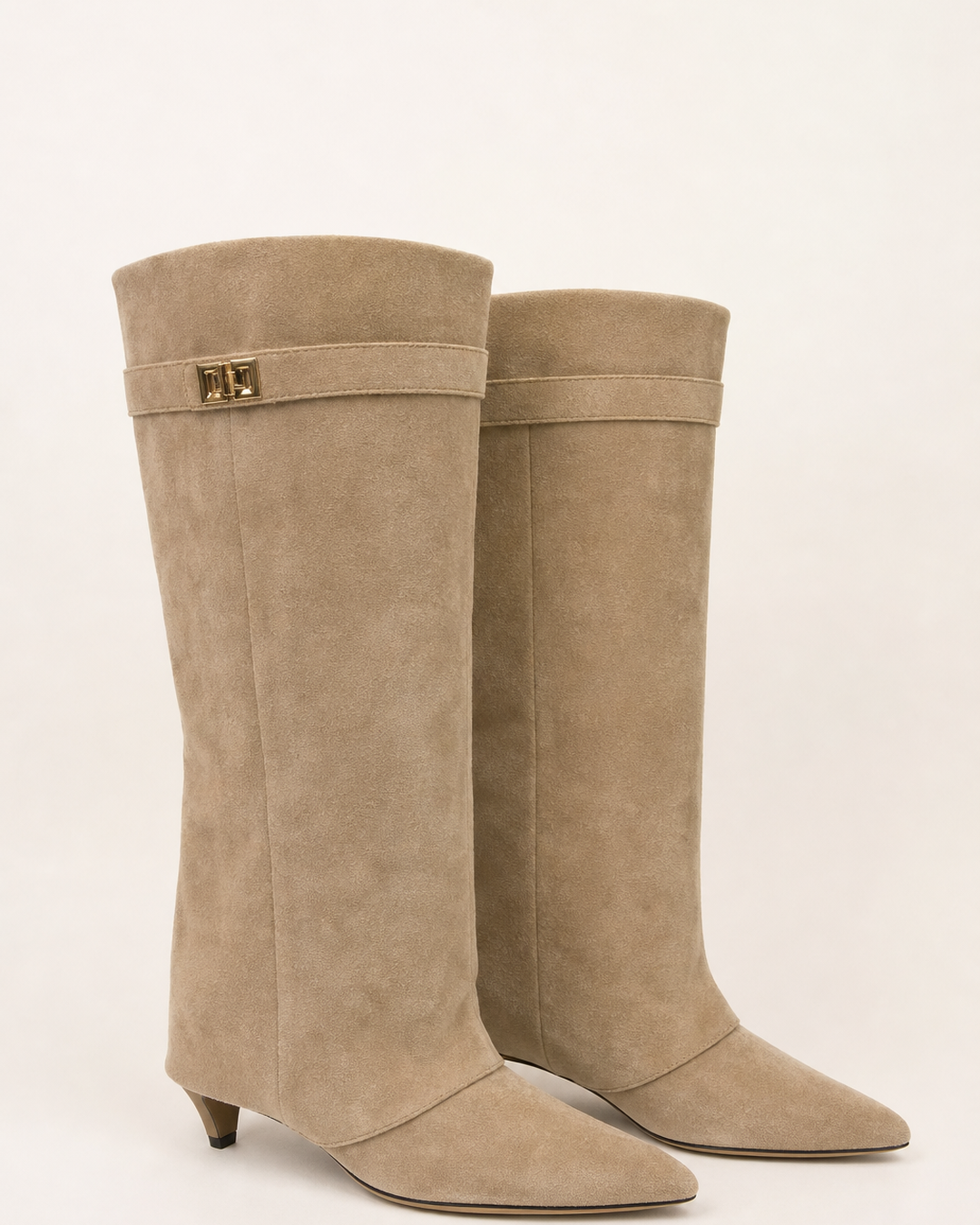 Harriet | Pointed-toe Wide-shaft Buckle Mid-calf Boot