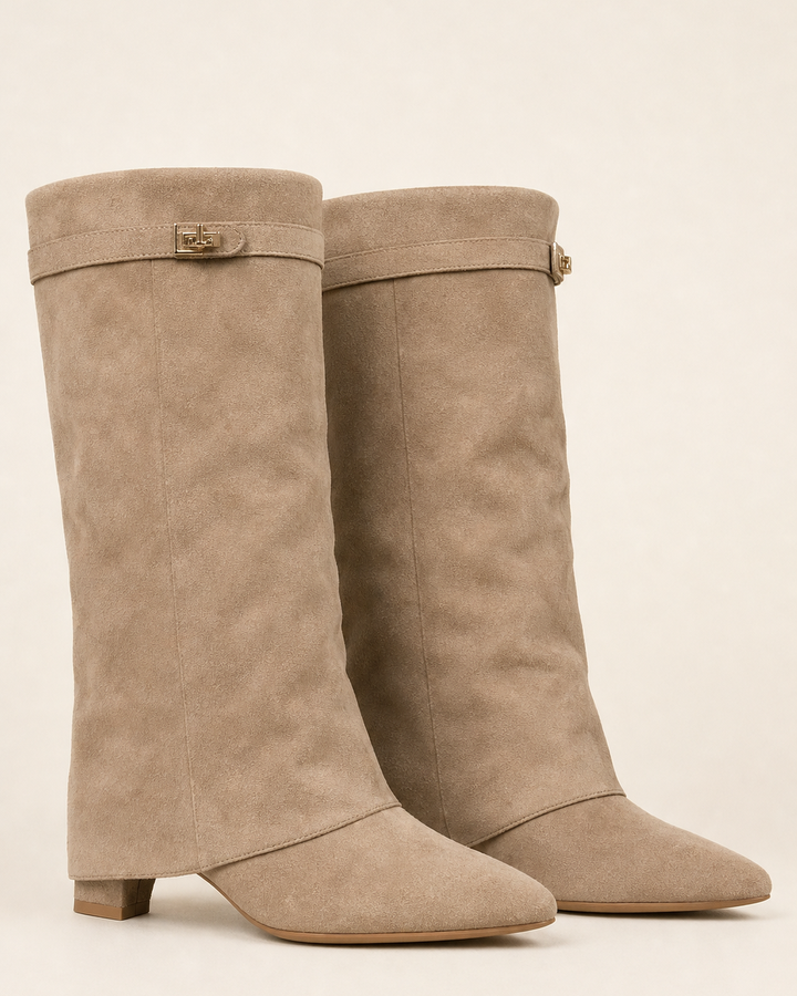 Vivian | Pointed-toe Wide-shaft Buckle Long Boot