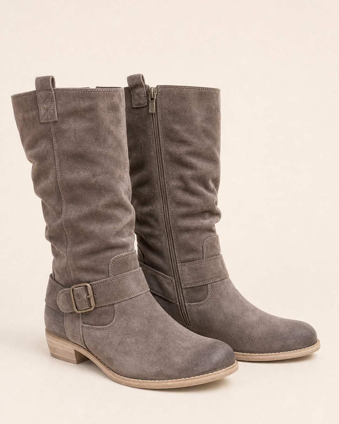 Adele | Low-Heel Side-Zip Suede Tall Boot