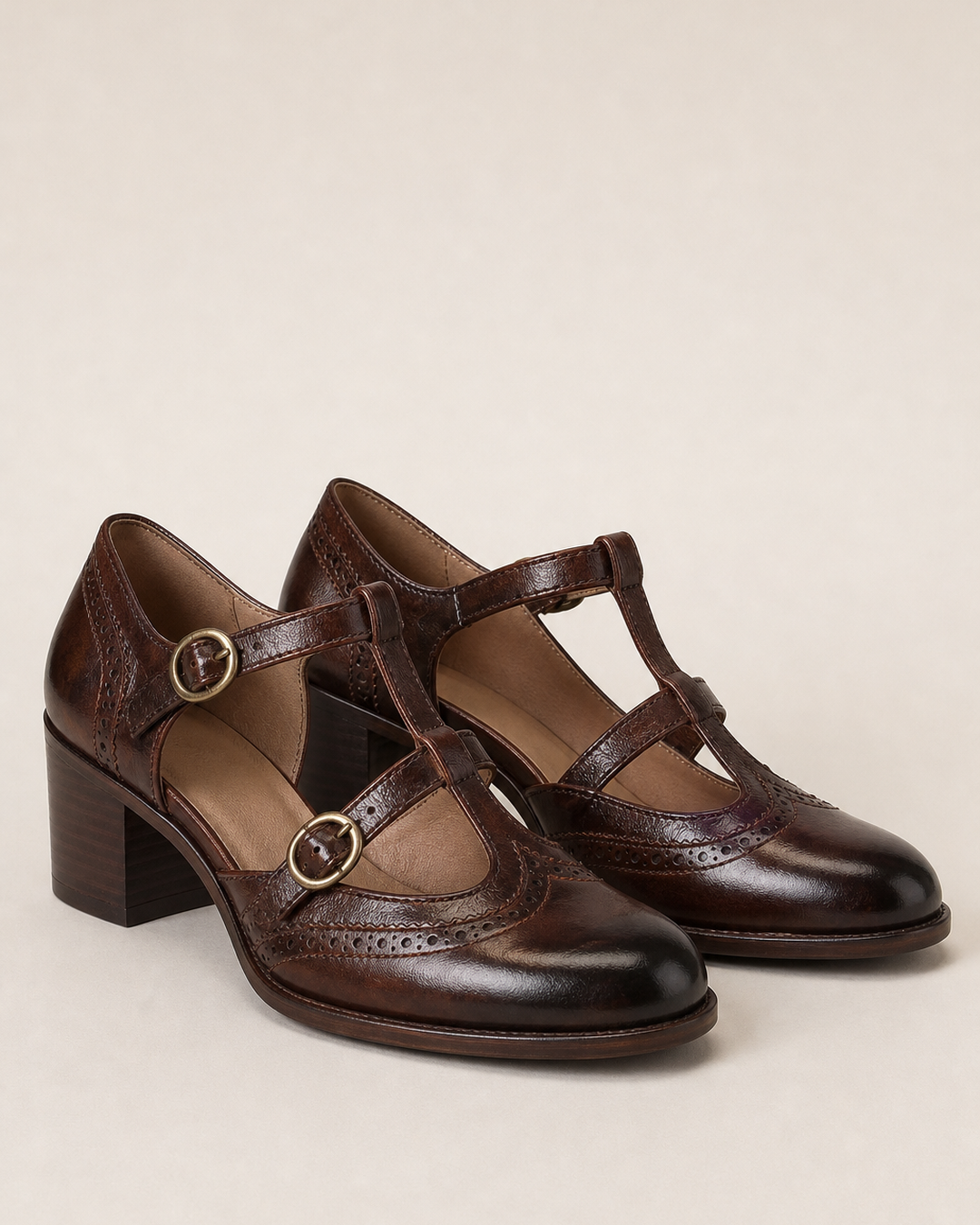 Leanne | Leather Brogue Mary Janes