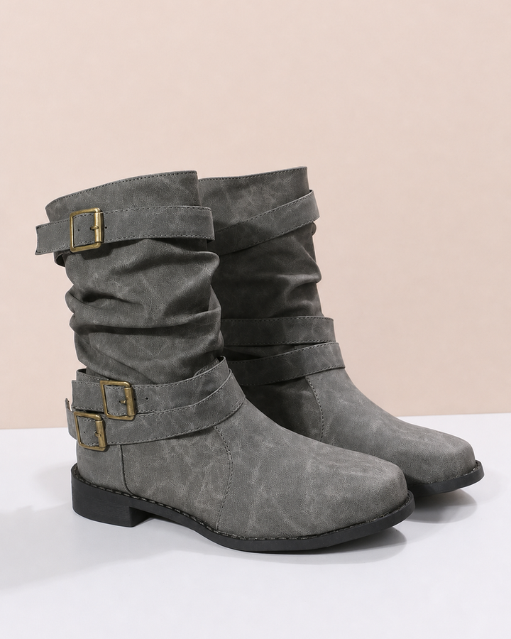 Glenna | Flat Low-heel Mid-calf Boot