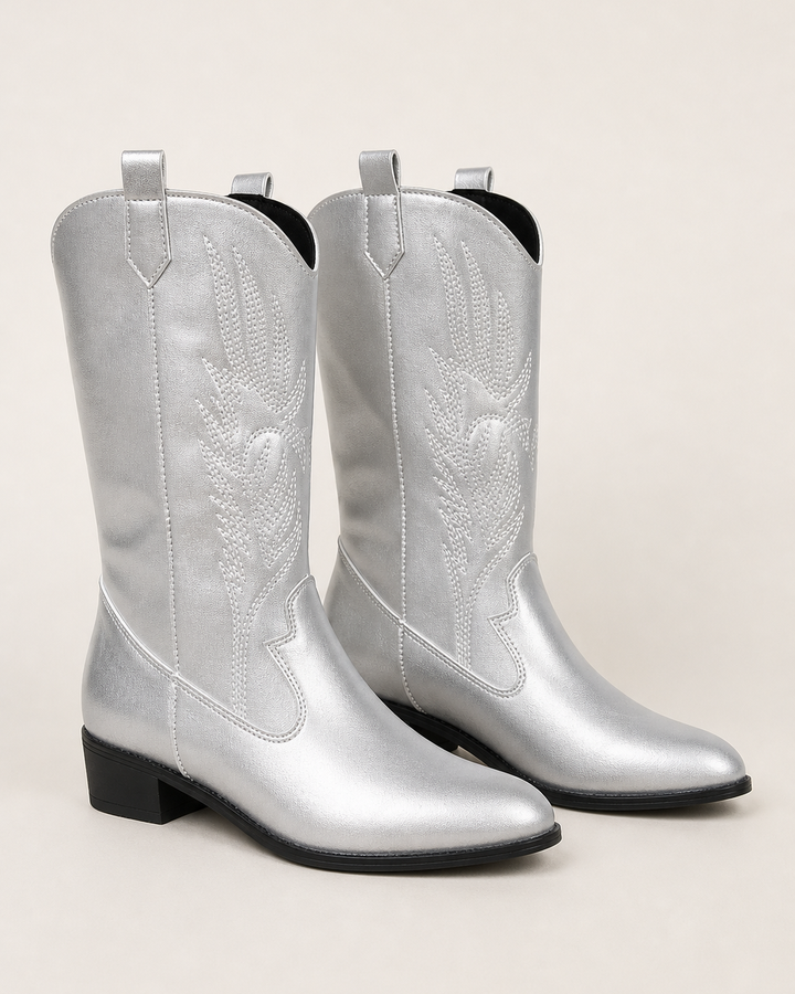 Roslyn | Embroidered Pointed-toe Western Knee Boot