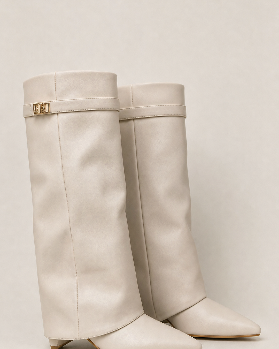 Harriet | Pointed-toe Wide-shaft Buckle Mid-calf Boot