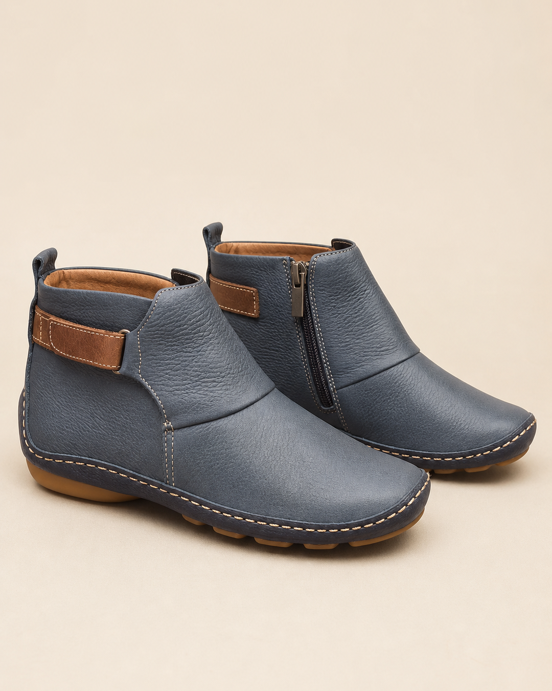 Tess | Hook-and-Loop Low-Heel Ankle Boot