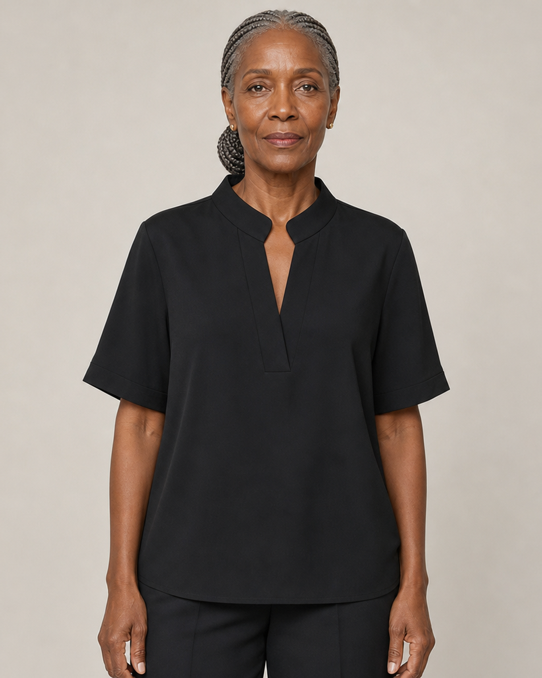 Margaux | Chic V-Neck Blouse with Gold Detail