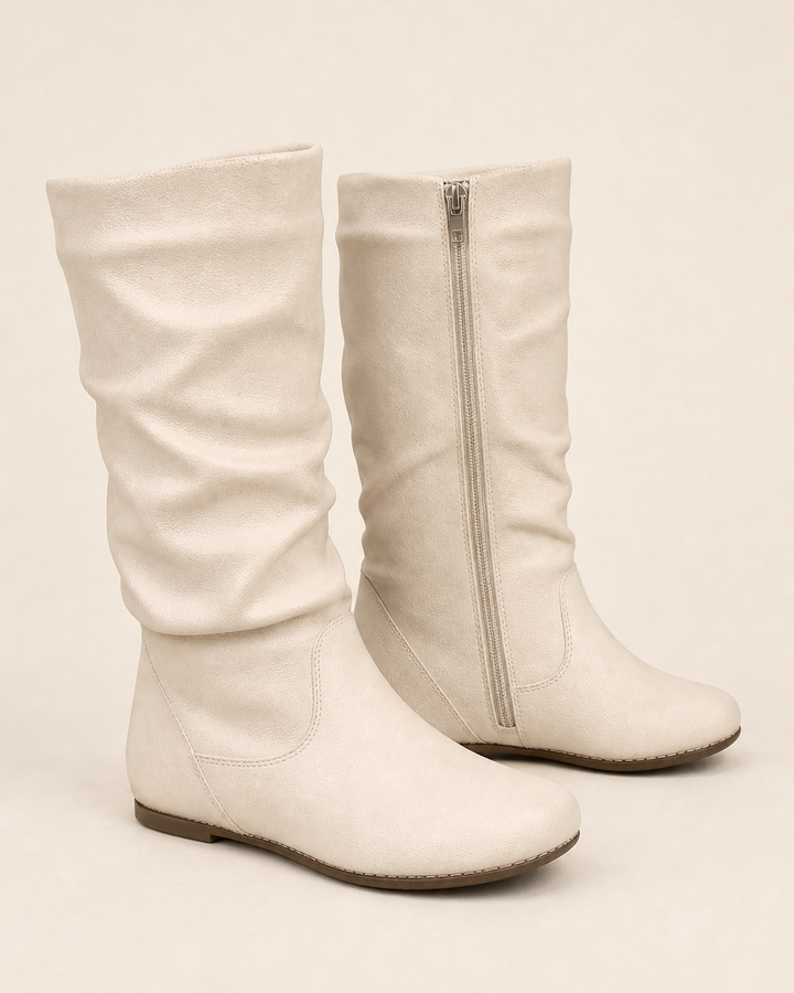 Petra | Side-Zip Slouch Suede Mid-Calf Boot