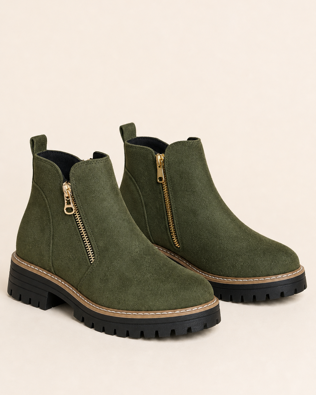 Delia | Round-Toe Side-Zip Chunky Ankle Boot