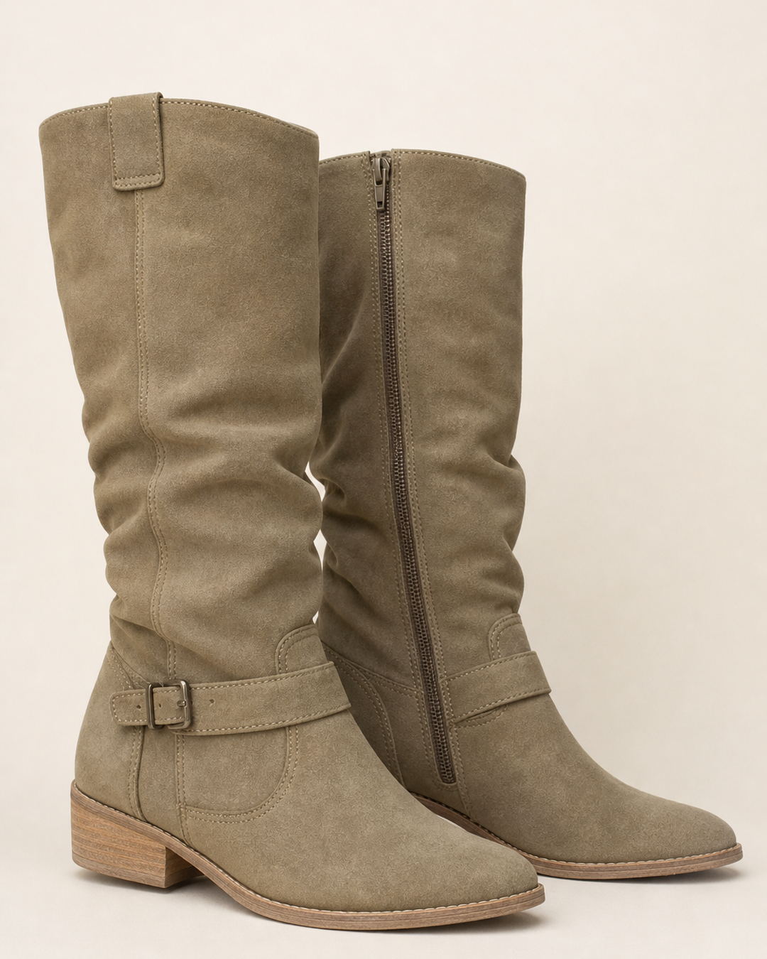 Adele | Low-Heel Side-Zip Suede Tall Boot
