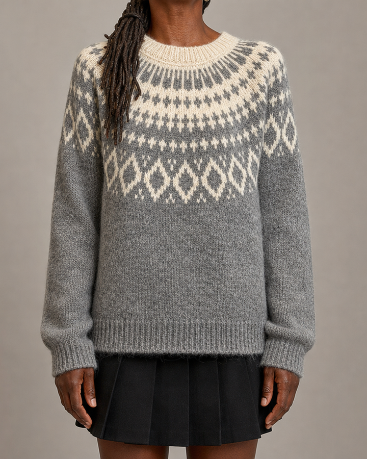 Maureen | Grey Vintage Fair Isle Pullover